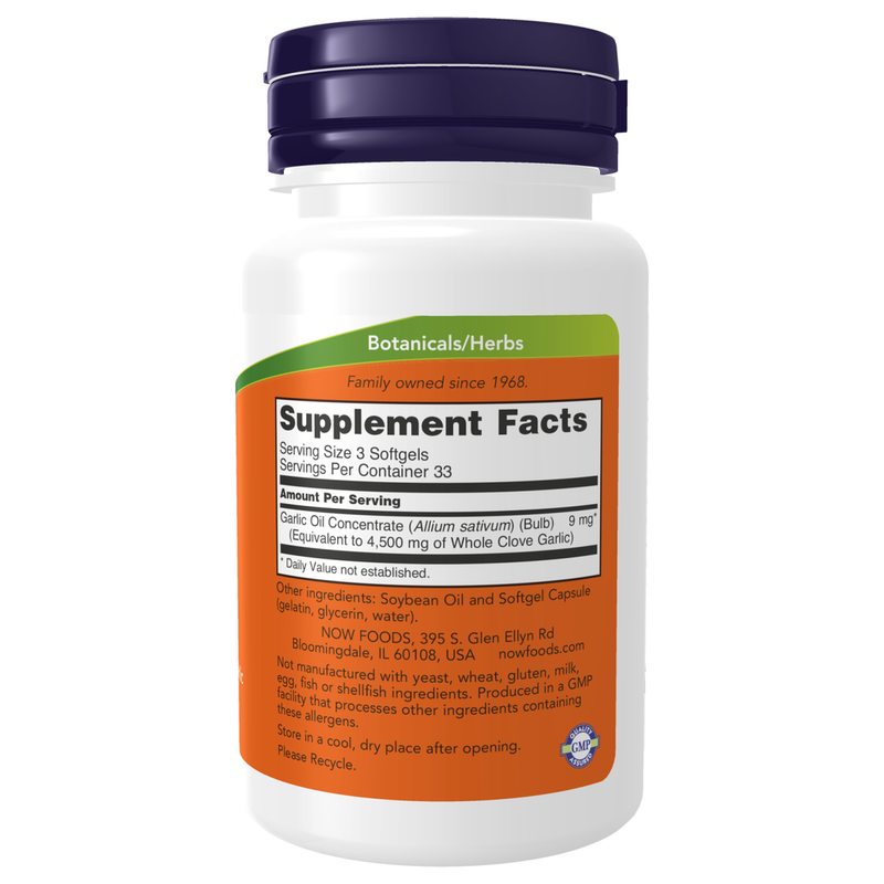 Garlic Oil (100 Softgels) - supplement facts