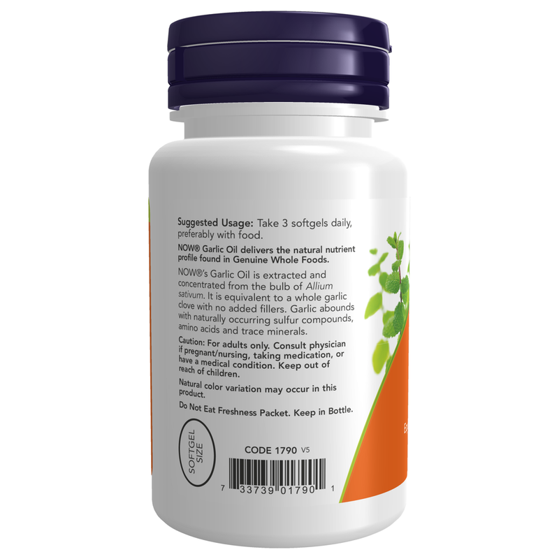 Garlic Oil (100 Softgels) - label information