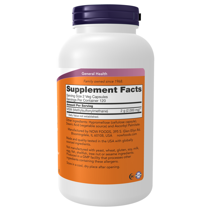 MSM 1000mg (240 Capsules) - supplement facts