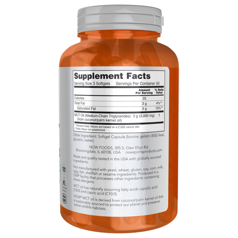 MCT Oil 1000mg (150 Softgels) - supplement facts