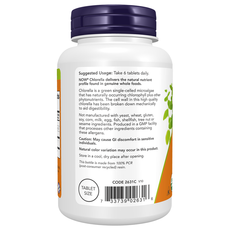 Organic Chlorella 500mg (200 Tablets) - left view
