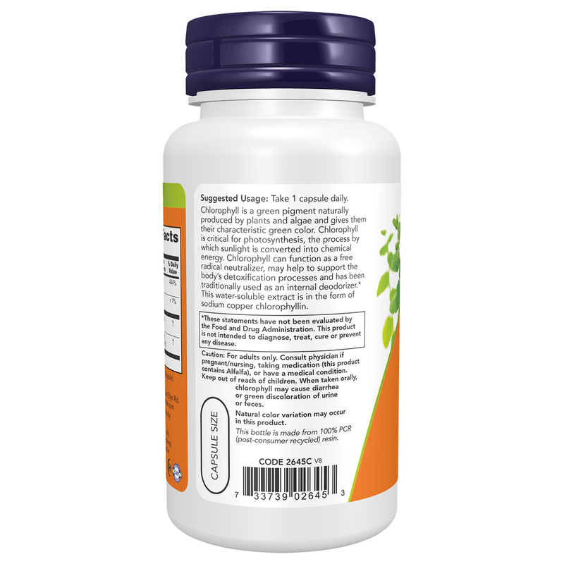 Chlorophyll 100mg Veg Capsules (90 Capsules) - left view