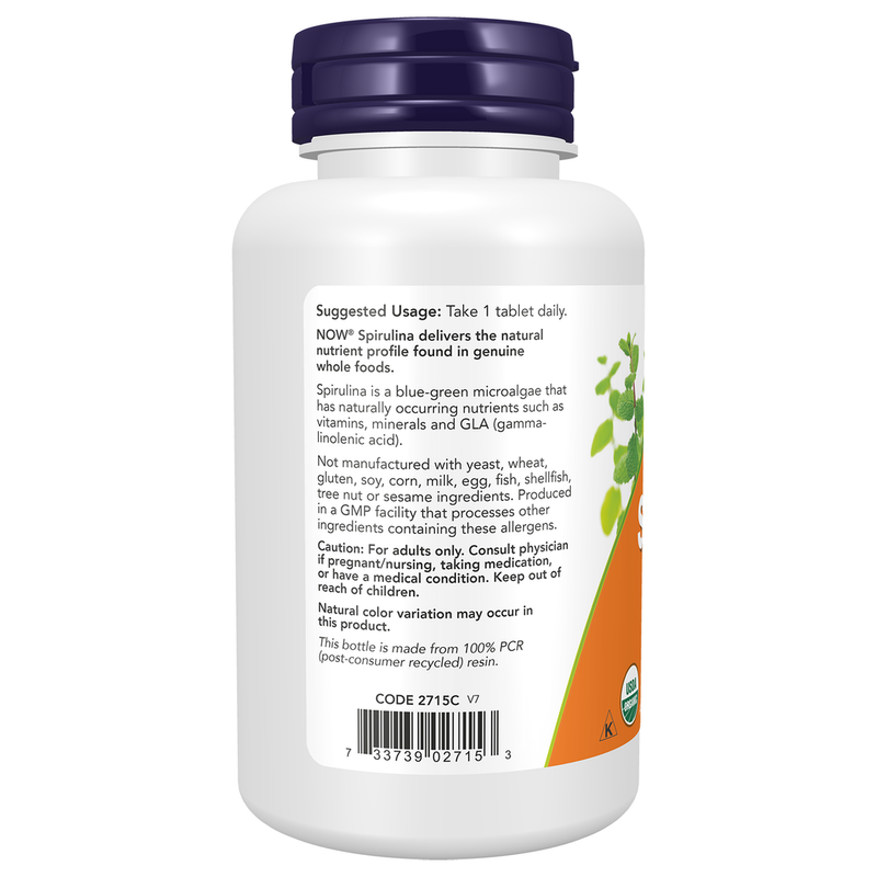 Organic Spirulina 1000mg (120 Tablets) - left view