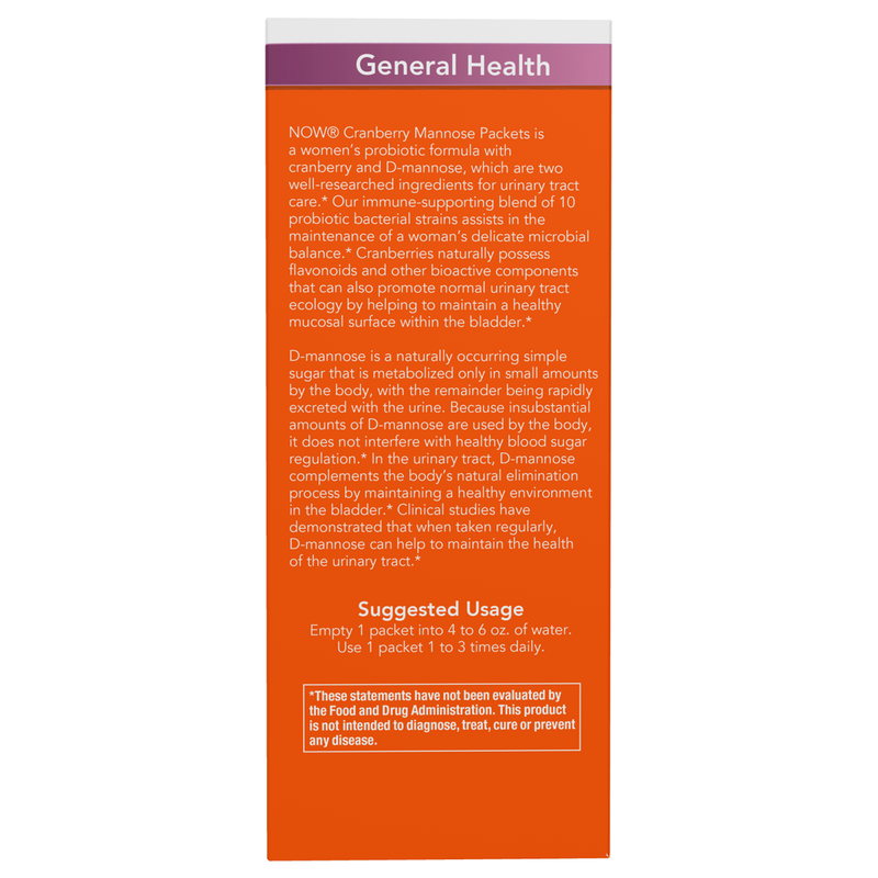 Cranberry Mannose + Probiotics (24 Pack) - supplement facts