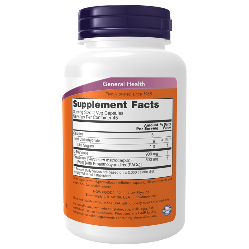Mannose Cranberry (90 Capsules) - supplement facts