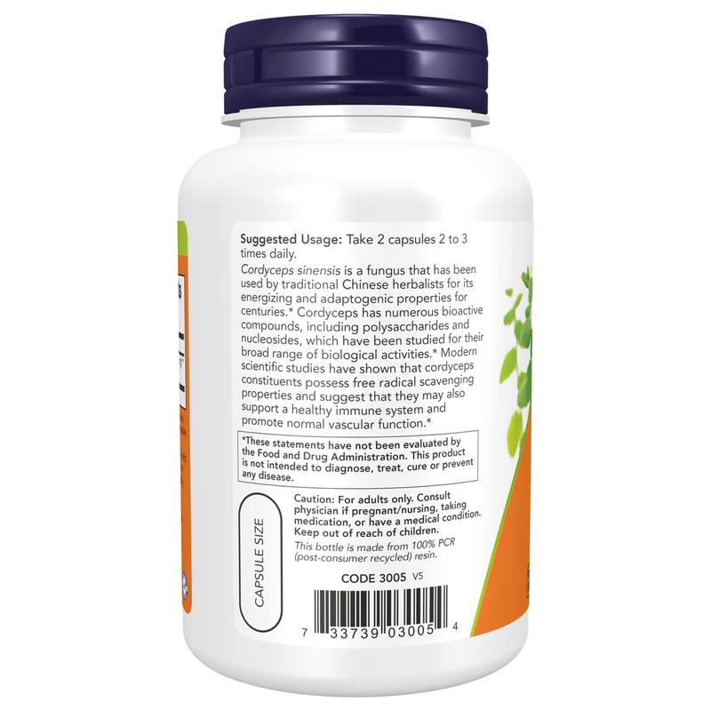 Cordyceps 750mg (90 Capsules) - label information