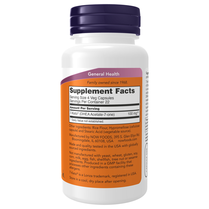 7-KETO 25mg (90 Capsules) - supplement facts