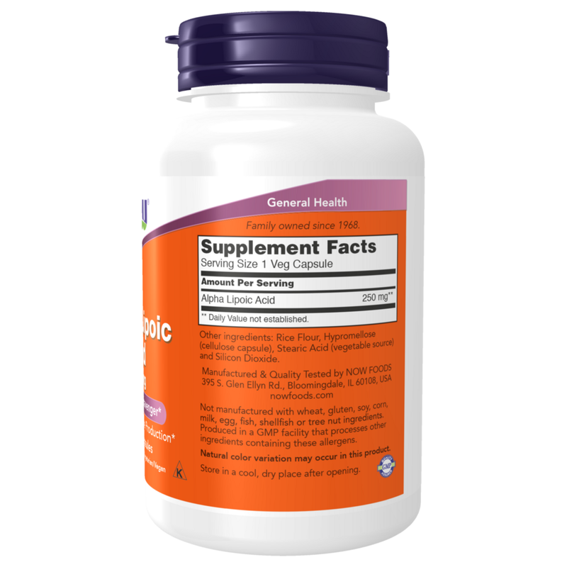 Alpha Lipoic Acid 250mg (120 Capsules) - supplement facts