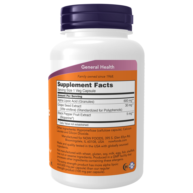 Alpha Lipoic Acid 600mg (120 Capsules) - supplement facts