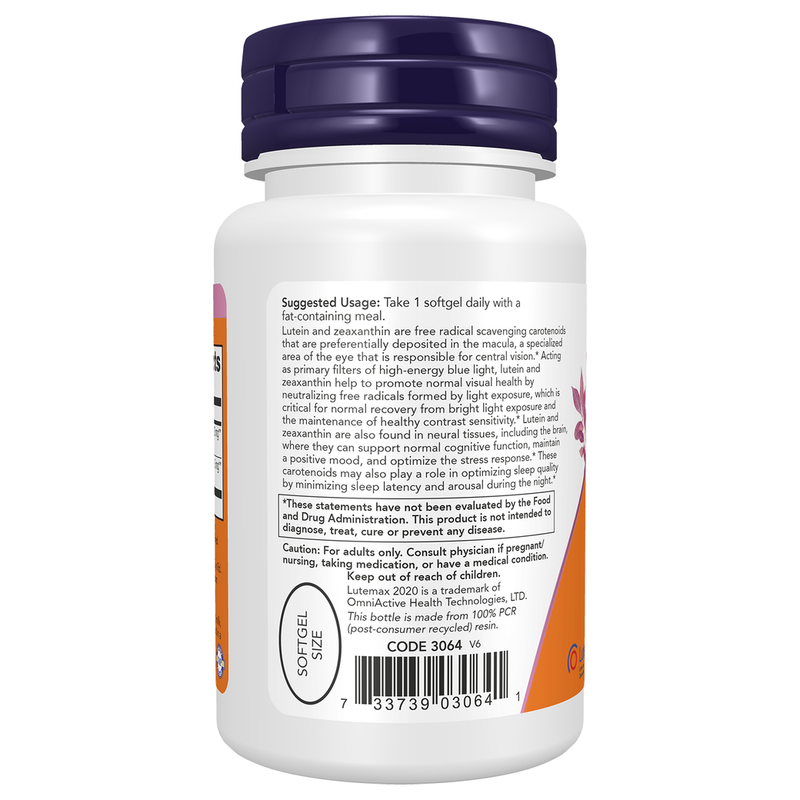 Lutein & Zeaxanthin (60 Softgels) - left view