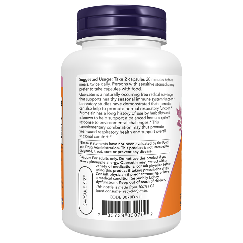 Quercetin w/Bromelain (120 Capsules) - left view