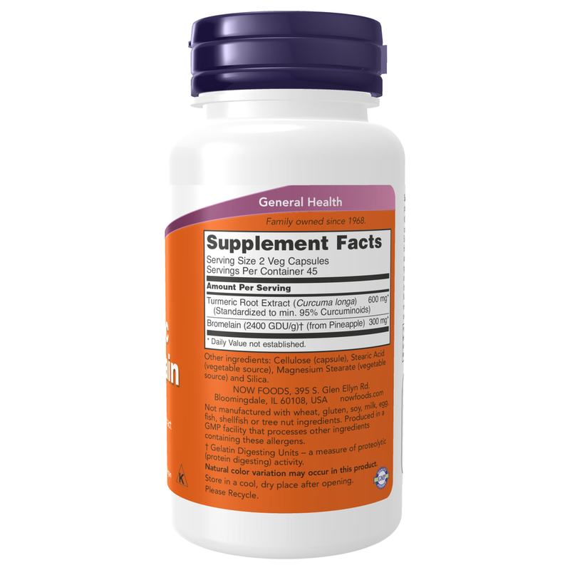 Turmeric & Bromelain Veg Capsules (90 Capsules) - supplement facts