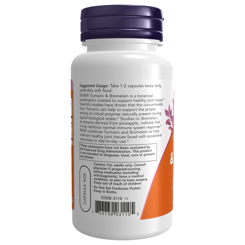 Turmeric & Bromelain Veg Capsules (90 Capsules) - label information