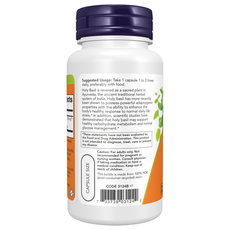 Holy Basil Extract 500mg (90 Capsules) - left view