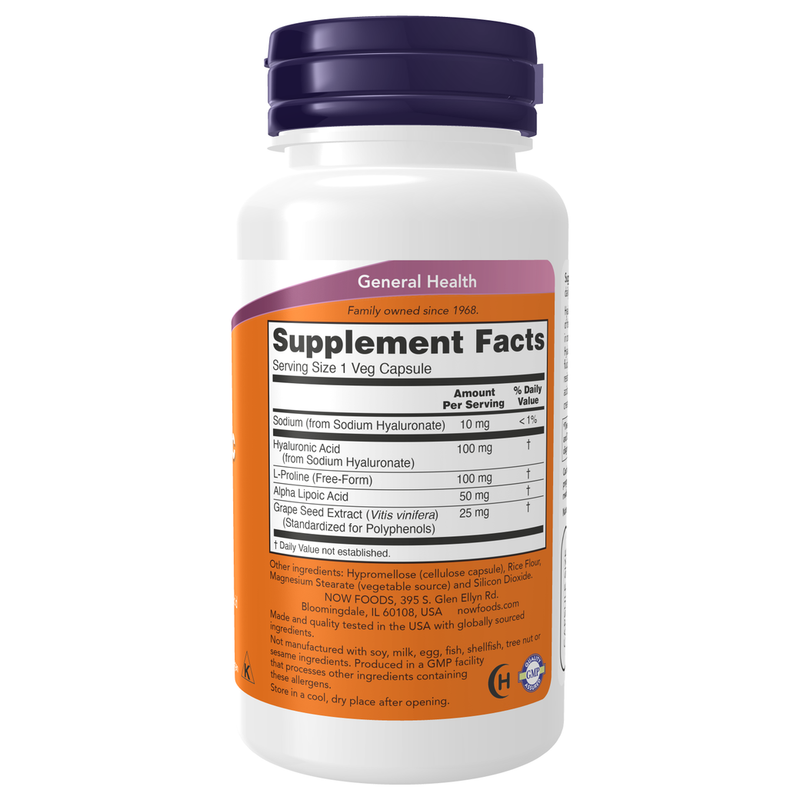Hyaluronic Acid 100mg (60 Capsules) - supplement facts