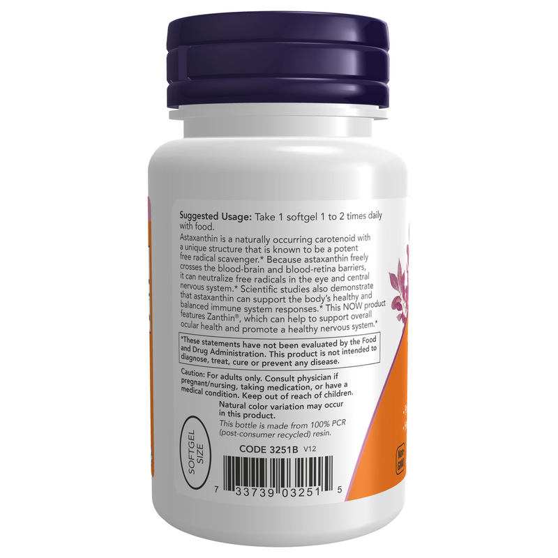 Astaxanthin 4mg Veggie Softgel (60 Softgel) - label information