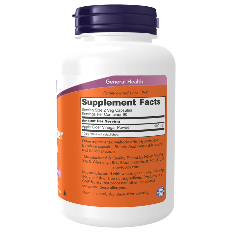 Apple Cider Vinegar 450mg (180 Capsules) - supplement facts