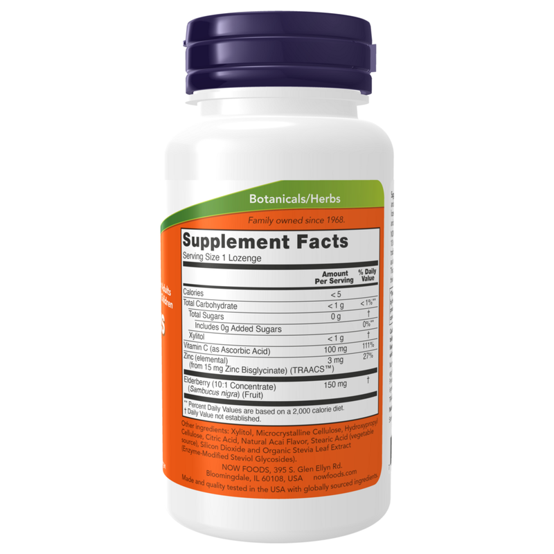 Sambucus Zinc-C (60 Lozenges) - supplement facts