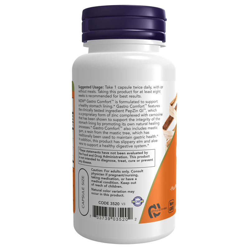 Gastro Comfort™ with PepZin GI™ (60 Capsules) - label information