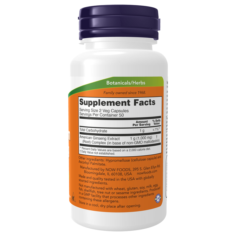 American Ginseng (500 mg) (100 Capsules) - supplement facts