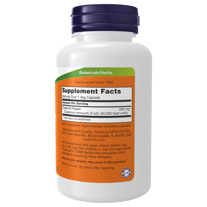 Cayenne 500mg (100 Capsules) - supplement facts