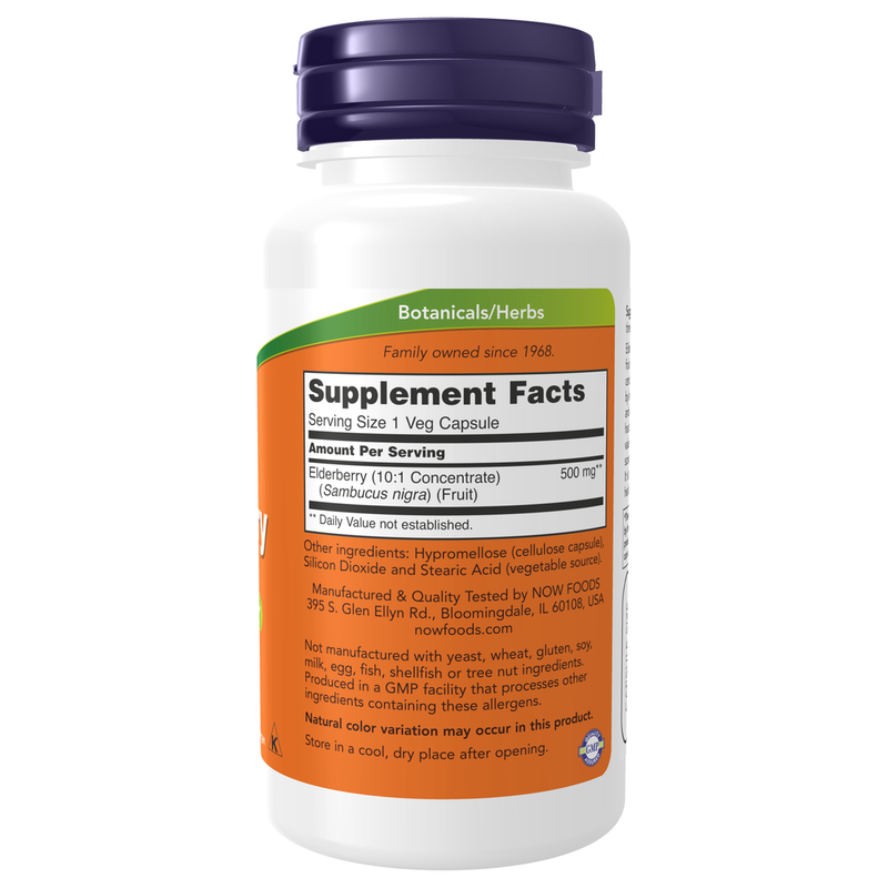 Elderberry Extract 500mg (60 Capsules) - supplement facts