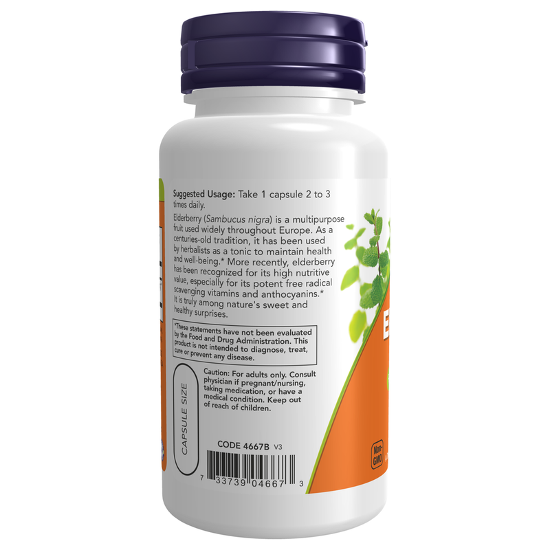 Elderberry Extract 500mg (60 Capsules) - label information