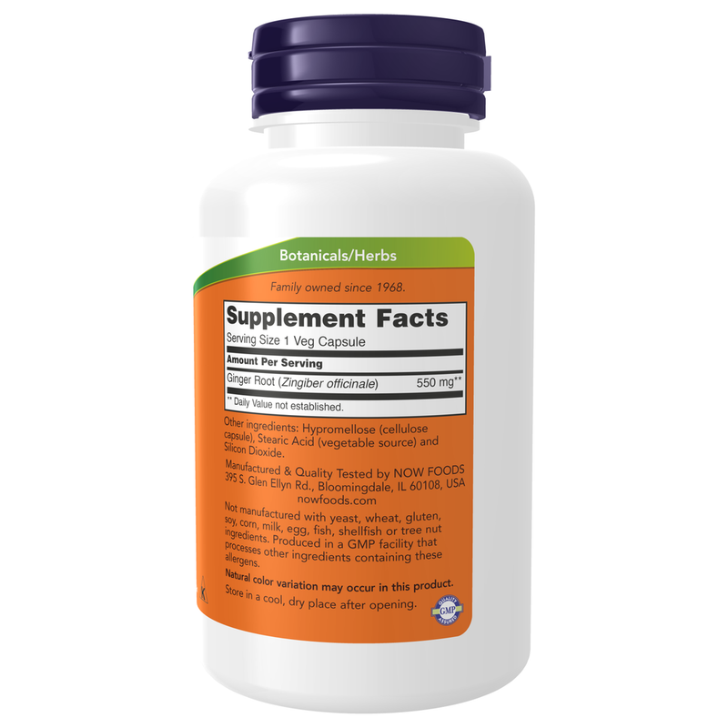 Ginger Root 550mg (100 Capsules) - supplement facts