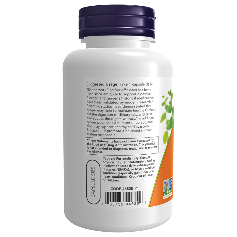 Ginger Root 550mg (100 Capsules) - label information