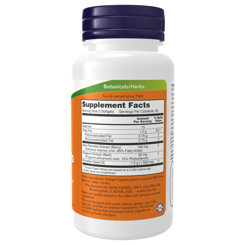Pygeum & Saw Palmetto (60 Softgels) - supplement facts