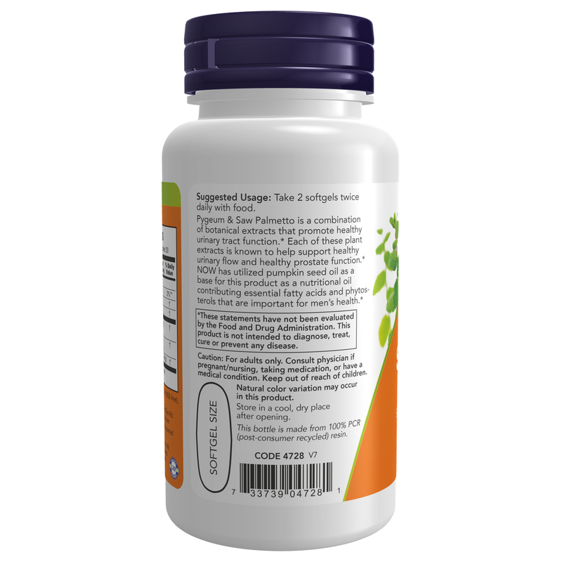 Pygeum & Saw Palmetto (60 Softgels) - label information