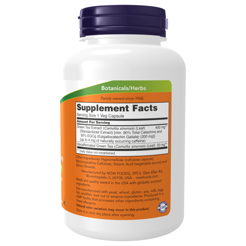 EGCg Green Tea Extract - 400mg (180 Capsules) - supplement facts