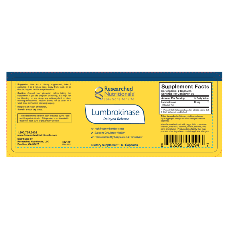 Lumbrokinase (60 Capsules) label