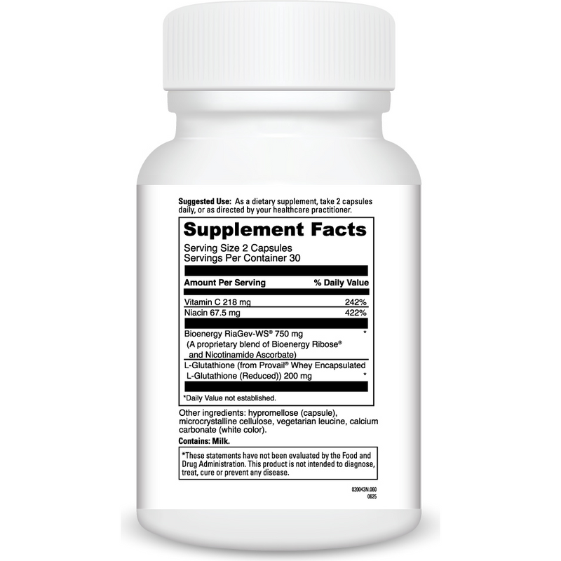 NAD+ Activate with Glutathione (60 Capsules) supplement facts