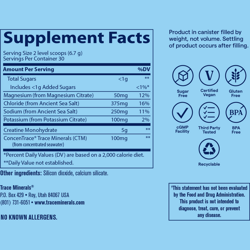 Hydro Pak - Creatine + Electrolytes - Unflavored (7.09 Ounce Powder) supplement facts