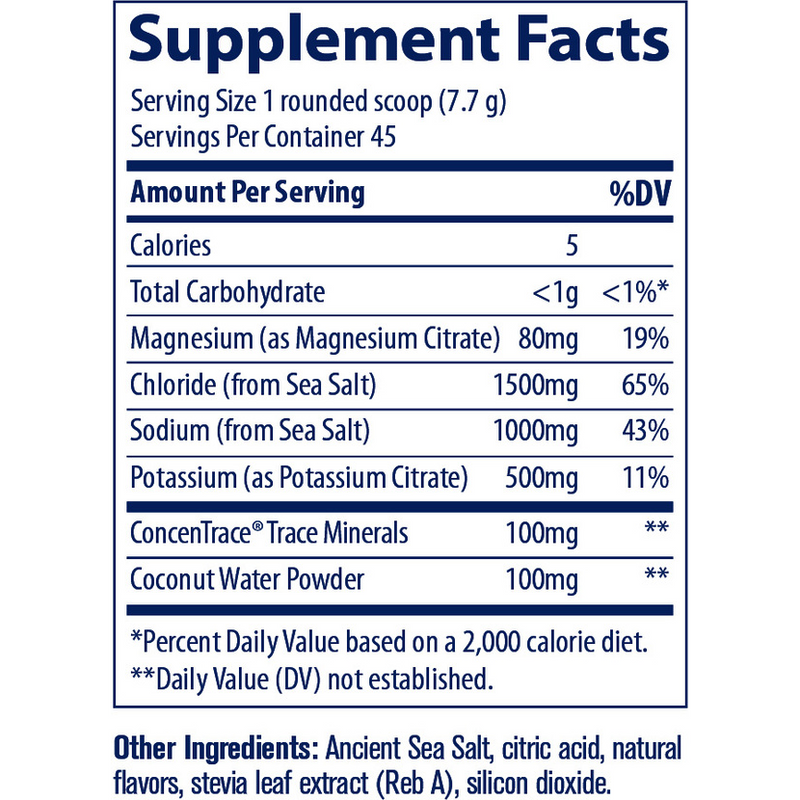 ZeroLyte Canister - Salty Citrus (344 g Powder) supplement facts