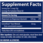Magnesium Glycinate Powder - Orange Dream (180 g Powder) supplement facts