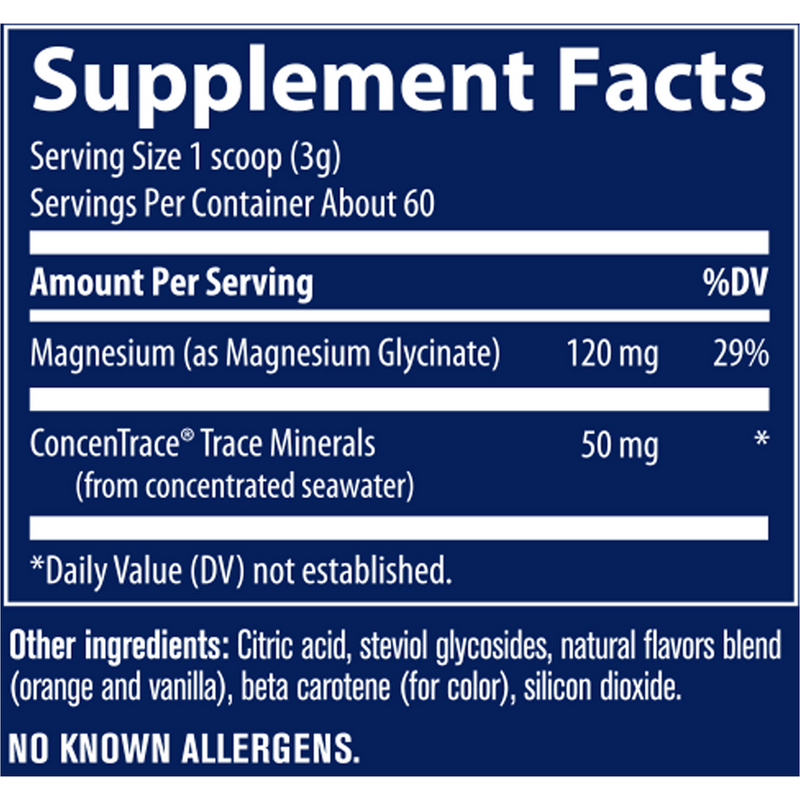 Magnesium Glycinate Powder - Orange Dream (180 g Powder) supplement facts