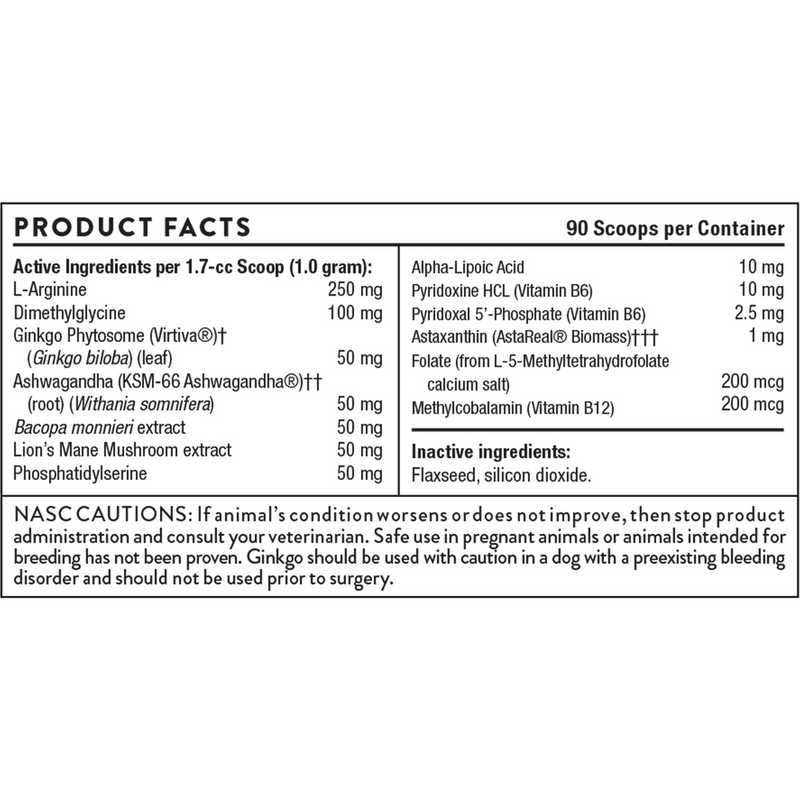 Canine Cognitive Support Powder supplement facts