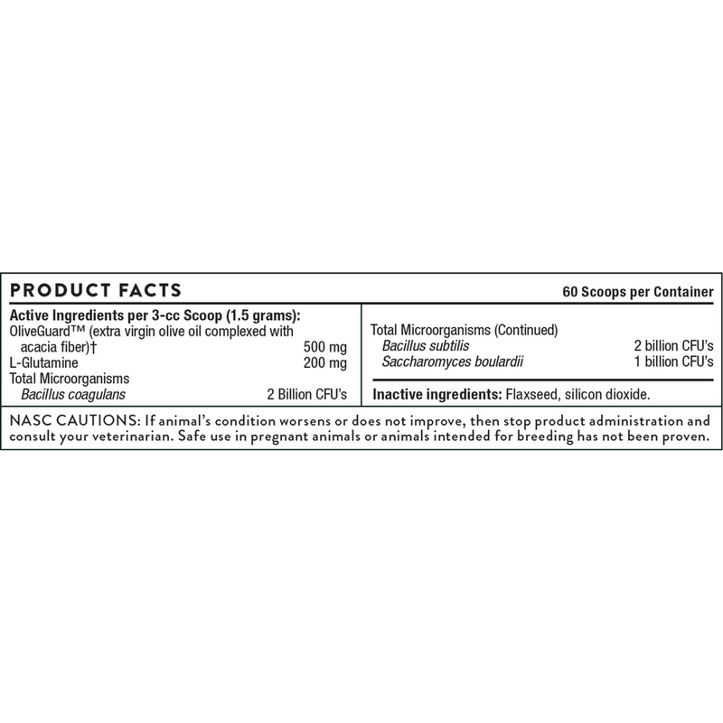 Probiotic Support Formula Powder (Formerly Bacillus CoagulansVET) supplement facts