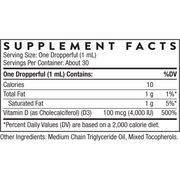 Vitamin D3 (Liquid) (30 ml) supplement facts