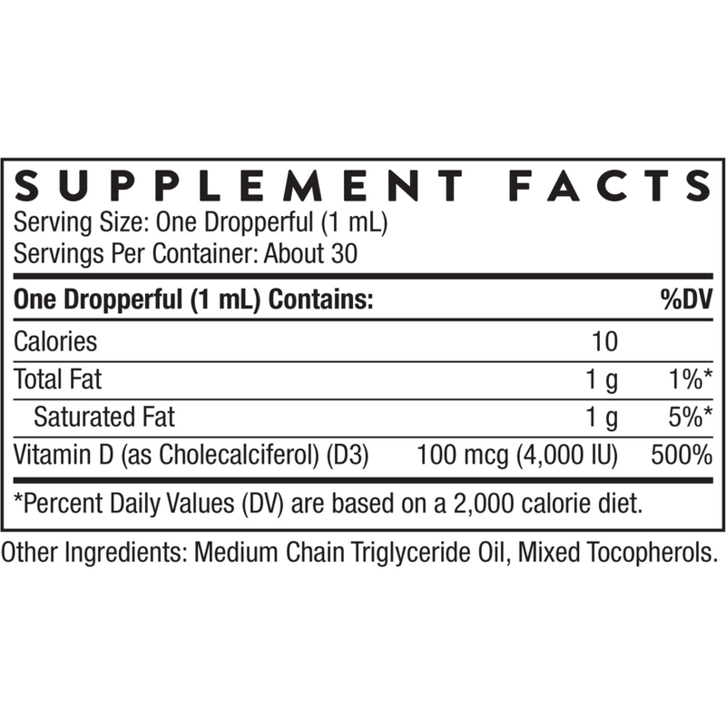 Vitamin D3 (Liquid) (30 ml) supplement facts