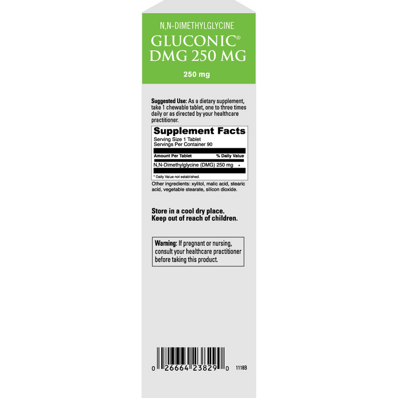 Gluconic DMG 250 mg (90 Chewable Tablets) supplement facts
