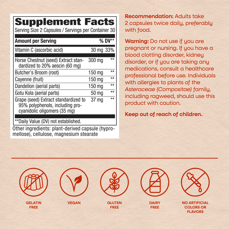 Leg Veins (60 Capsules) — Supplement Facts