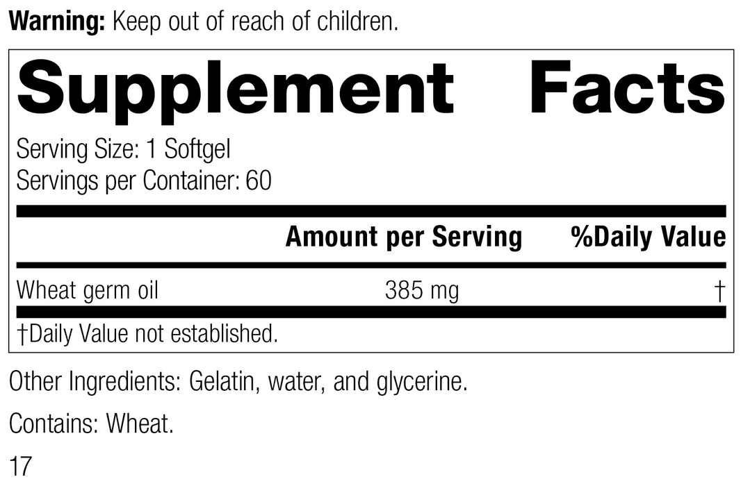 Wheat Germ Oil, 60 Softgels