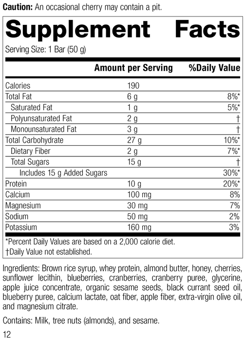 StandardBar®-Berry, Rev 12 Supplement Facts