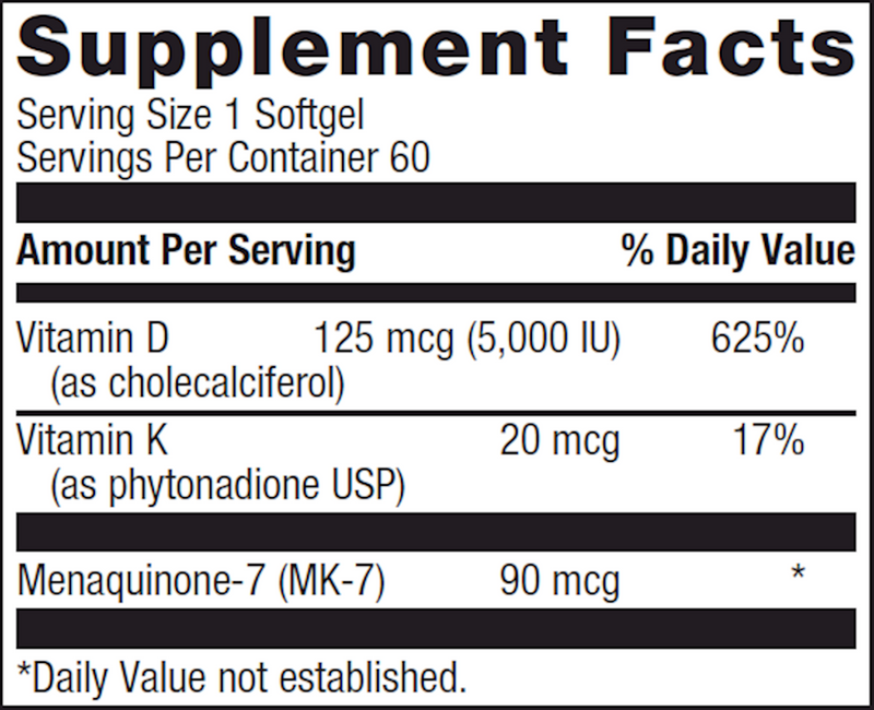 D3 5,000 + K (60 Softgels)