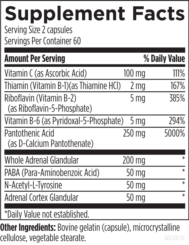 Adrenal Complex (120 Capsules) Supplement Facts
