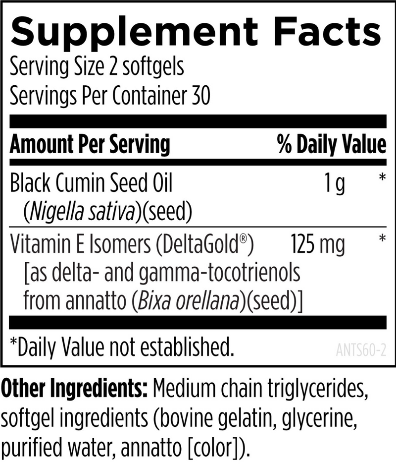 Annatto-E Synergy (60 Softgels) Supplement Facts