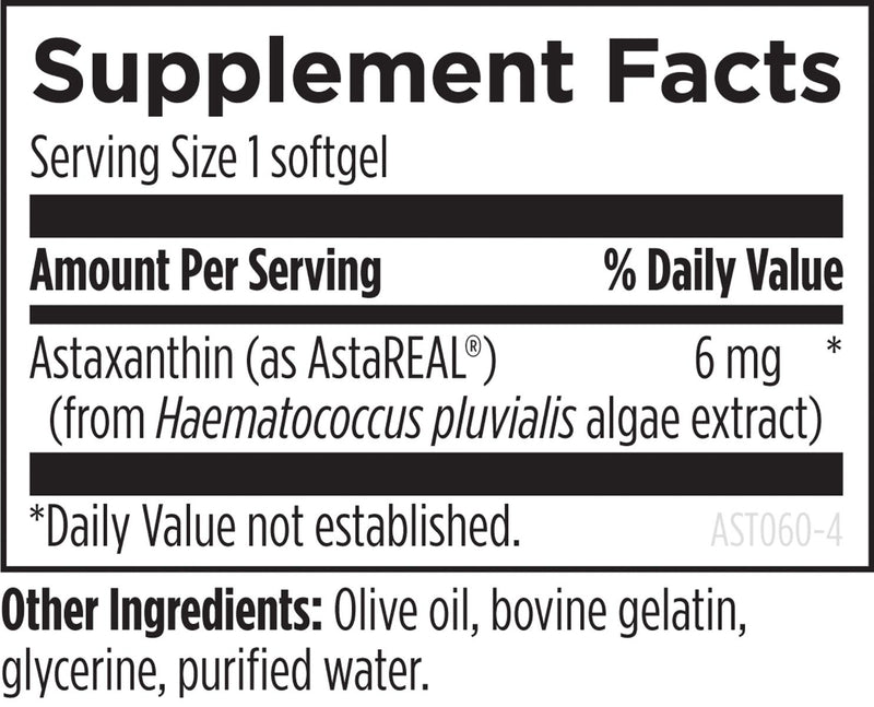 Astaxanthin (60 Softgels) Supplement Facts